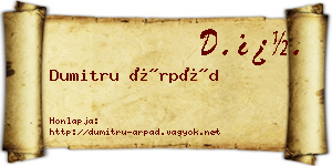 Dumitru Árpád névjegykártya